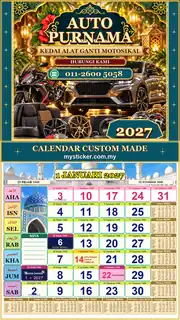 Kalendar 2027 untuk Kedai Alat Ganti Motosikal