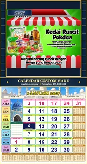 Kalendar 2027 untuk KEDAI RUNCIT RUSHDAN