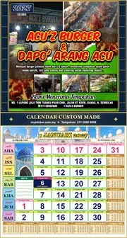 Kalendar 2027 untuk ACU'Z BURGER