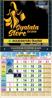 Kalendar 2027 untuk ADEQ KEYLA