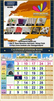 Kalendar 2027 untuk DENAI A4 PRINT MEDIUM