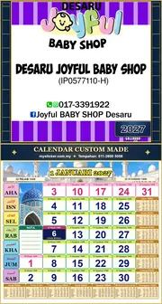 Kalendar 2027 untuk DESARU JOYFUL BABY SHOP