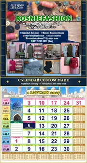 Kalendar 2027 untuk ROSNIE FASHION