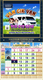 Kalendar 2027 untuk VAN CIK YAN