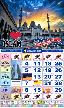 Calender Readymade Lunar 2027 design nombor 23