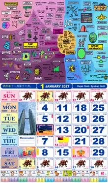 Calender Readymade Lunar 2027 design nombor 31