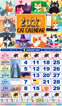 Calender Readymade Lunar 2027 design nombor 38