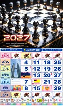Calender Readymade Lunar 2027 design nombor 44