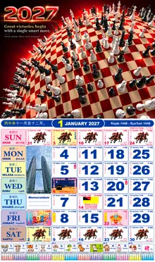 Calender Readymade Lunar 2027 design nombor 45