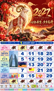 Calender Readymade Lunar 2027 design nombor 54