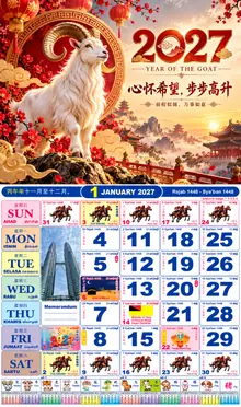 Calender Readymade Lunar 2027 design nombor 55