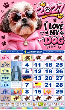 Calender Readymade Lunar 2027 design nombor 62