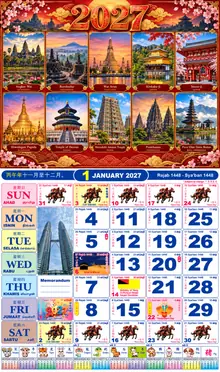 Calender Readymade Lunar 2027 design nombor 65