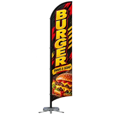 Contoh reka bentuk windflag #004 untuk Gerai burger