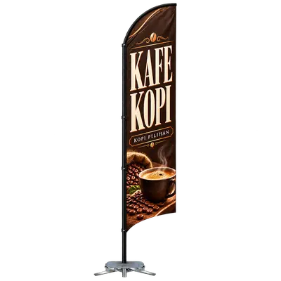 Contoh reka bentuk windflag #007 untuk Kafe kopi