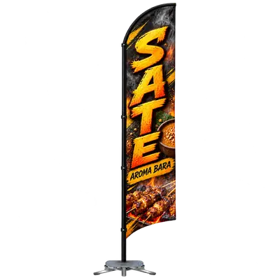 Contoh reka bentuk windflag #011 untuk Gerai sate