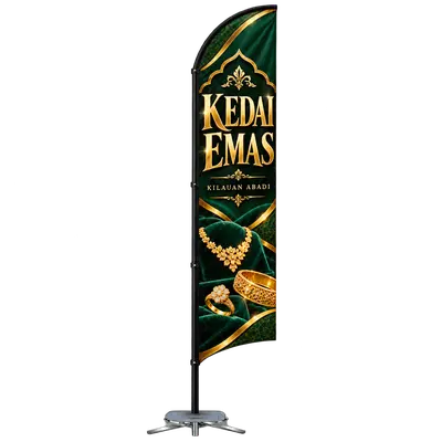 Contoh reka bentuk windflag #047 untuk Kedai emas