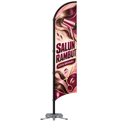 Contoh reka bentuk windflag #049 untuk Salun rambut