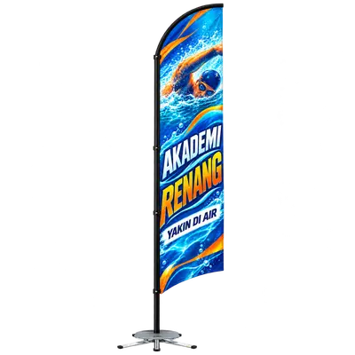 Contoh reka bentuk windflag #064 untuk Akademi renang