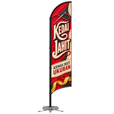 Contoh reka bentuk windflag #078 untuk Kedai jahit pakaian