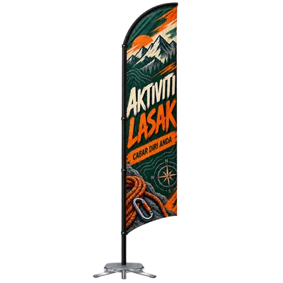 Contoh reka bentuk windflag #093 untuk Pengendali aktiviti lasak