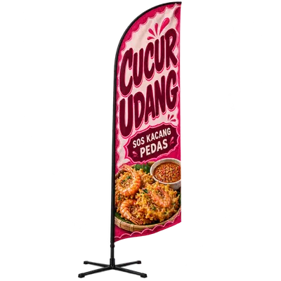 Contoh reka bentuk windflag #107 untuk Gerai cucur udang