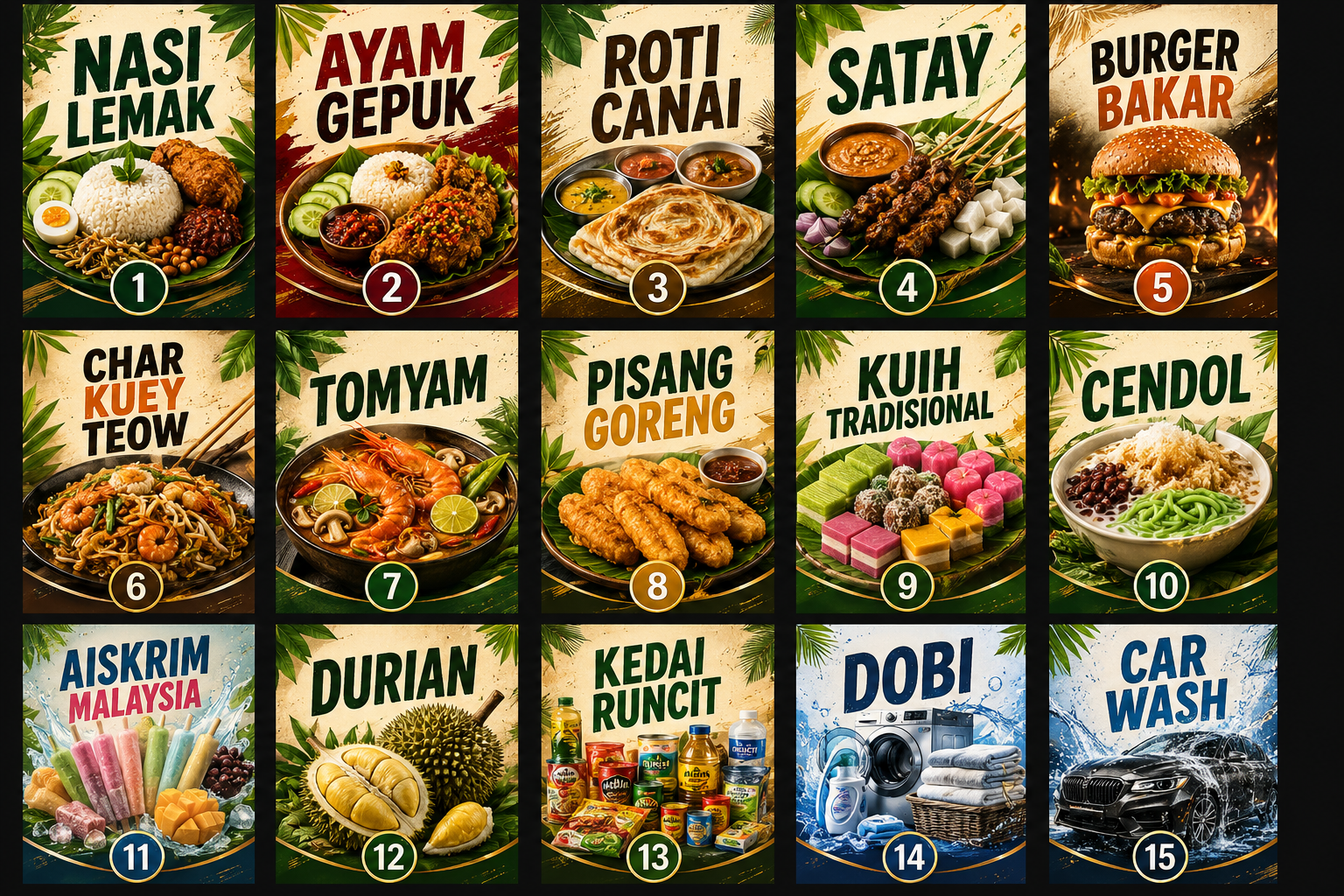 Pilihan bunting readymade makanan dan perniagaan