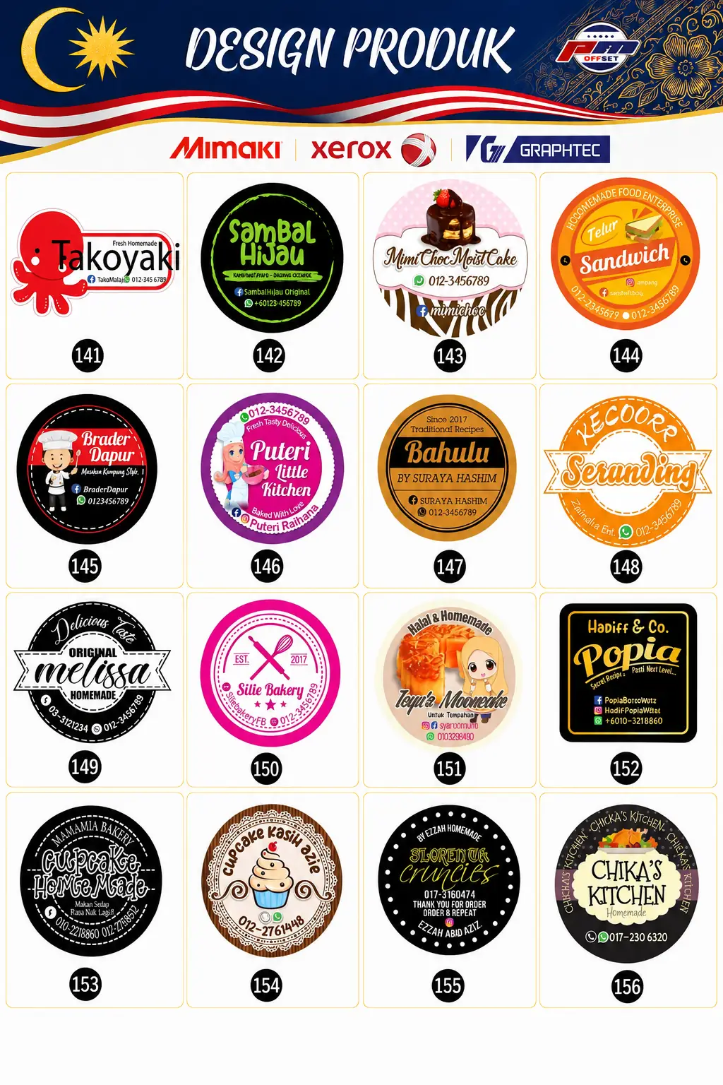 Product Sticker Designs 141–156