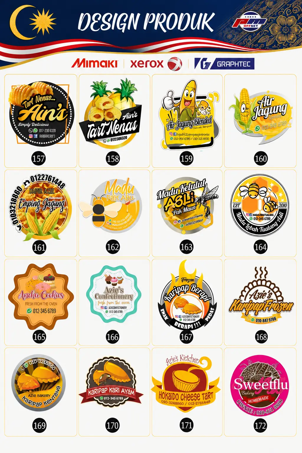 Product Sticker Designs 157–172
