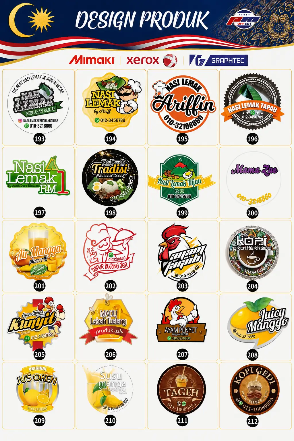 Product Sticker Designs 193–212