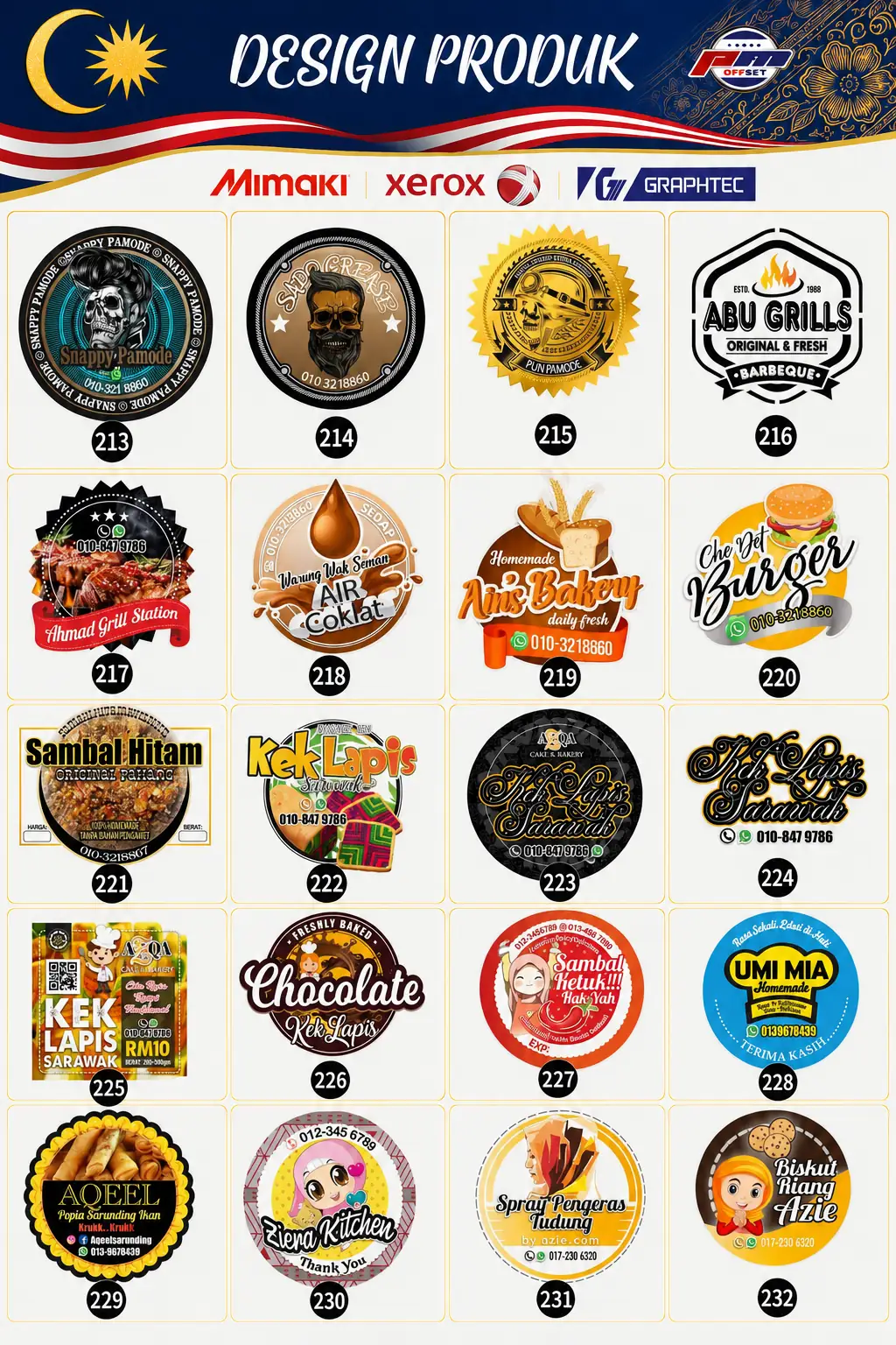 Product Sticker Designs 213–232