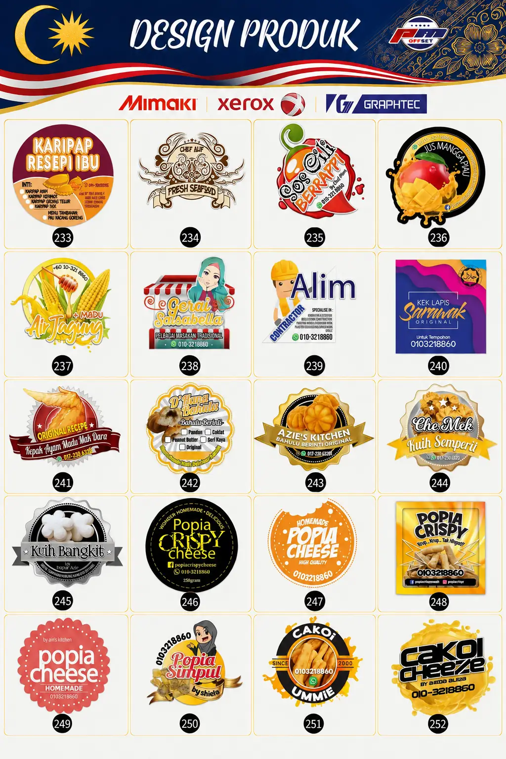 Product Sticker Designs 233–252