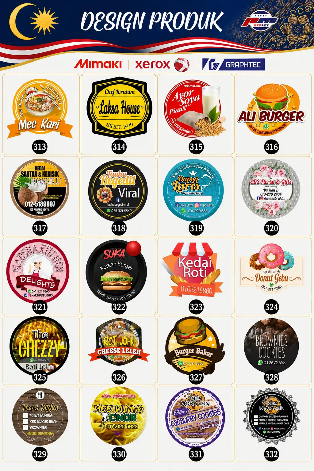 Product Sticker Designs 313–332