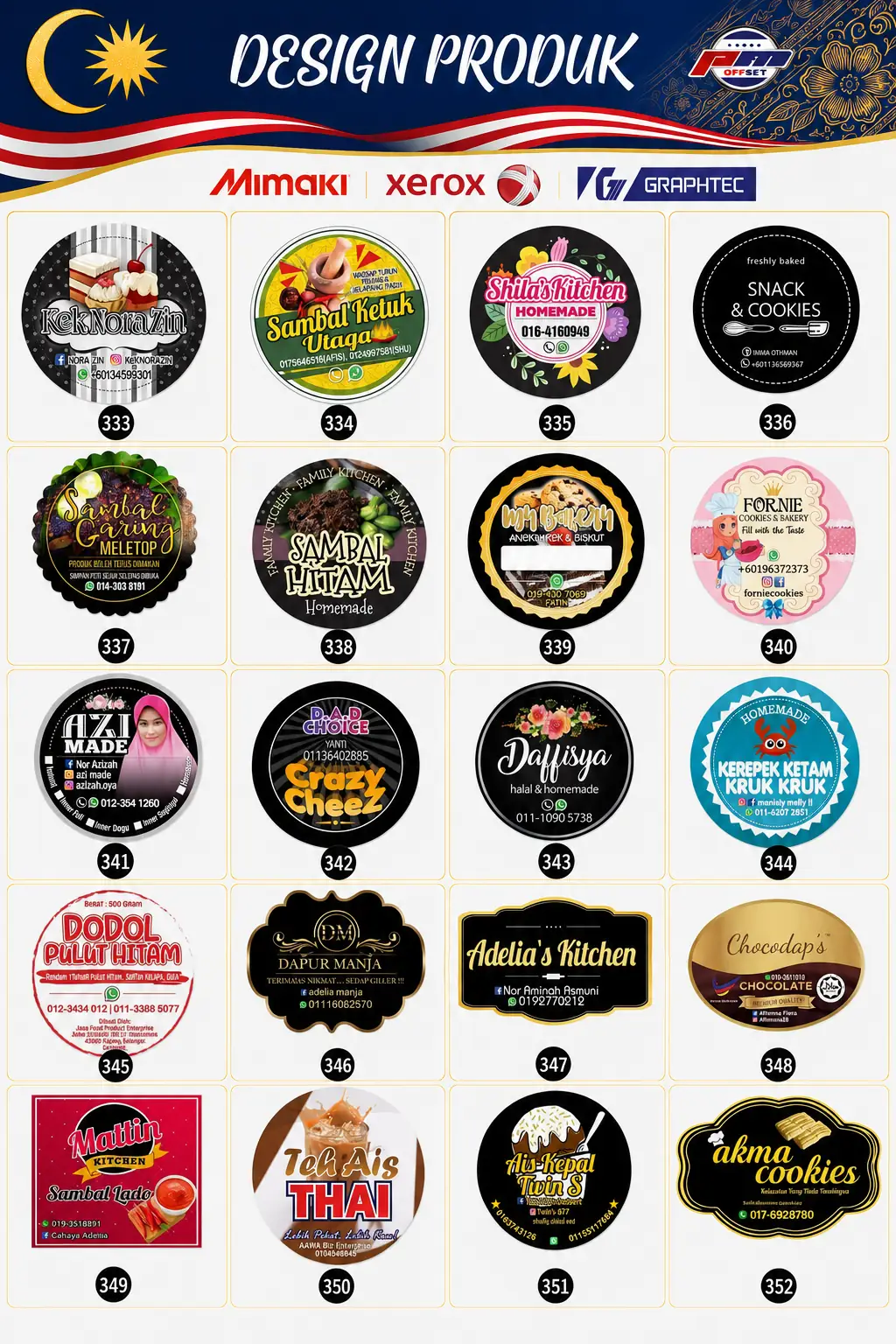 Product Sticker Designs 333–352