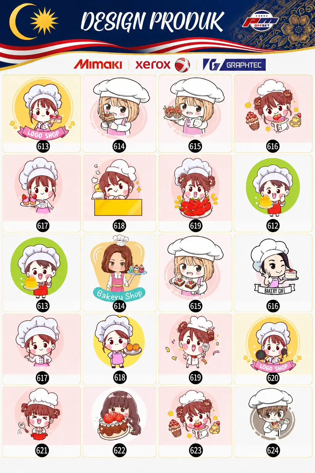 Character Sticker Designs 612–624