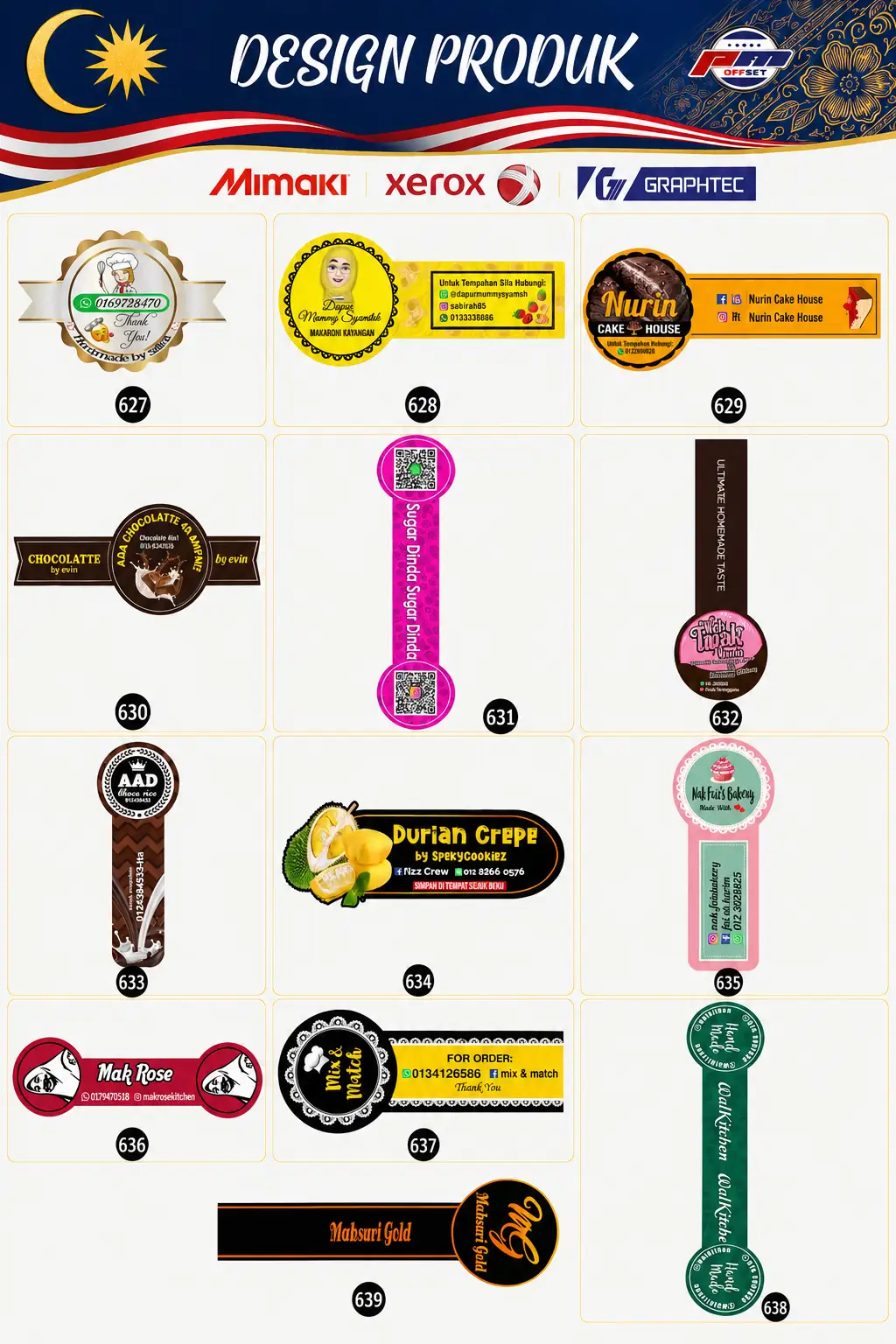 Wristband Sticker Designs 627–639
