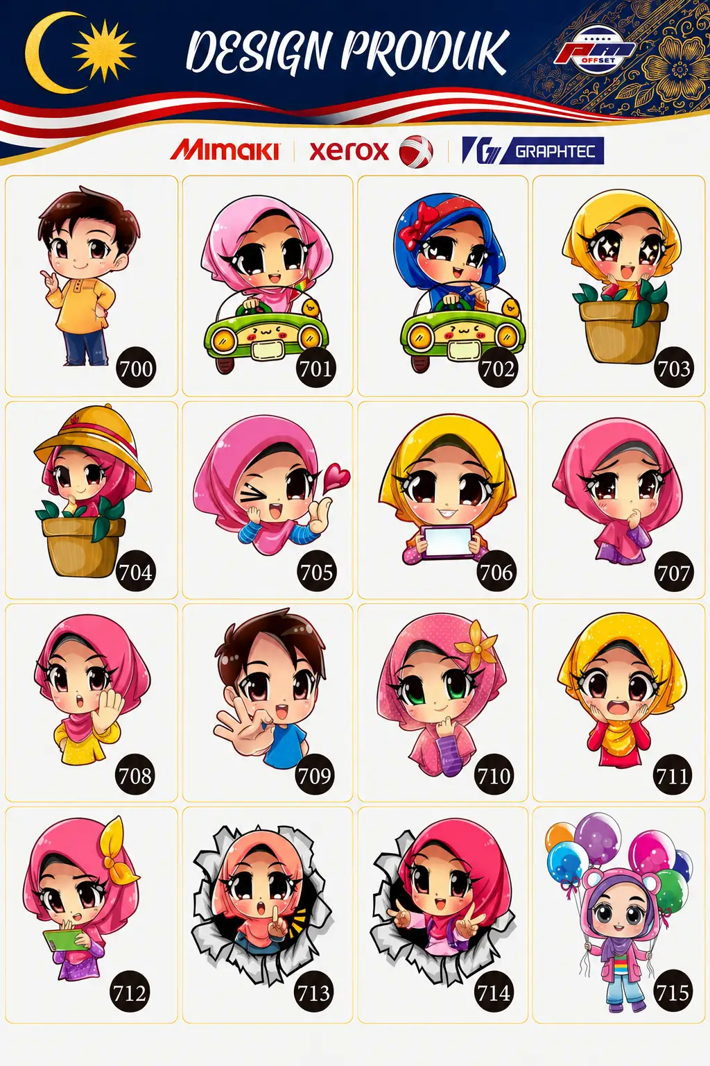 Product Sticker Designs 700–715