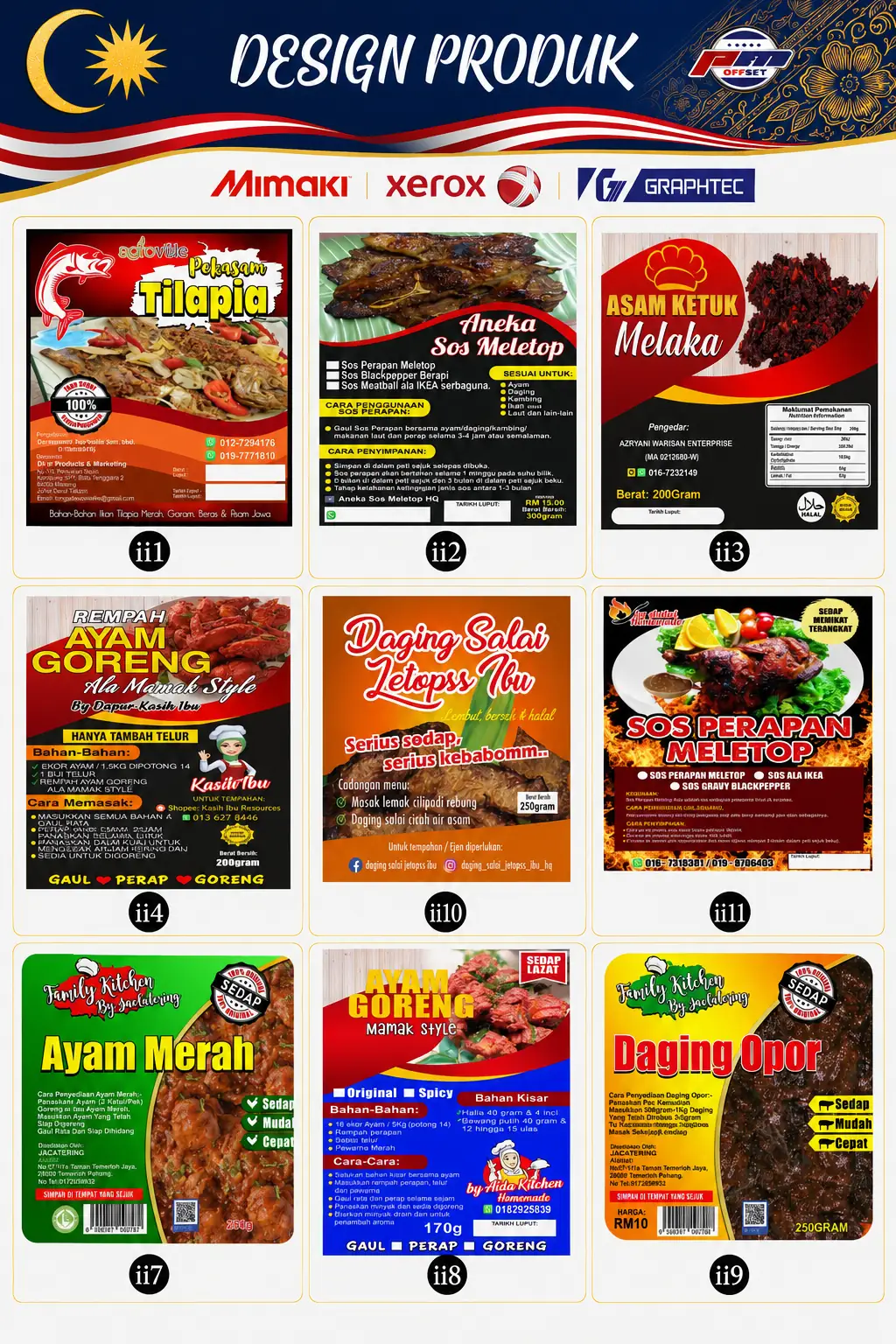 Product Sticker Designs II1–II11