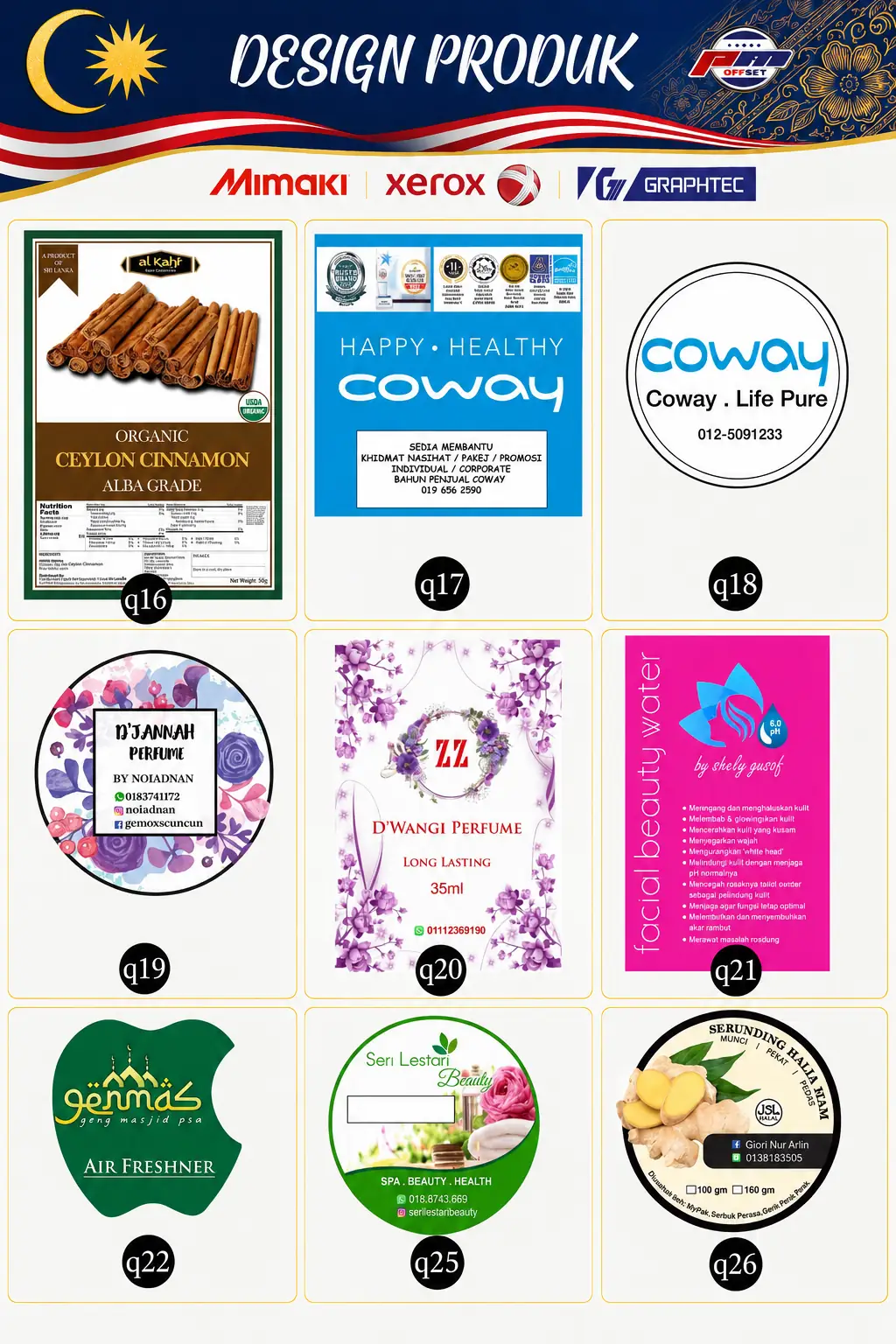 Product Sticker Designs Q16–Q26
