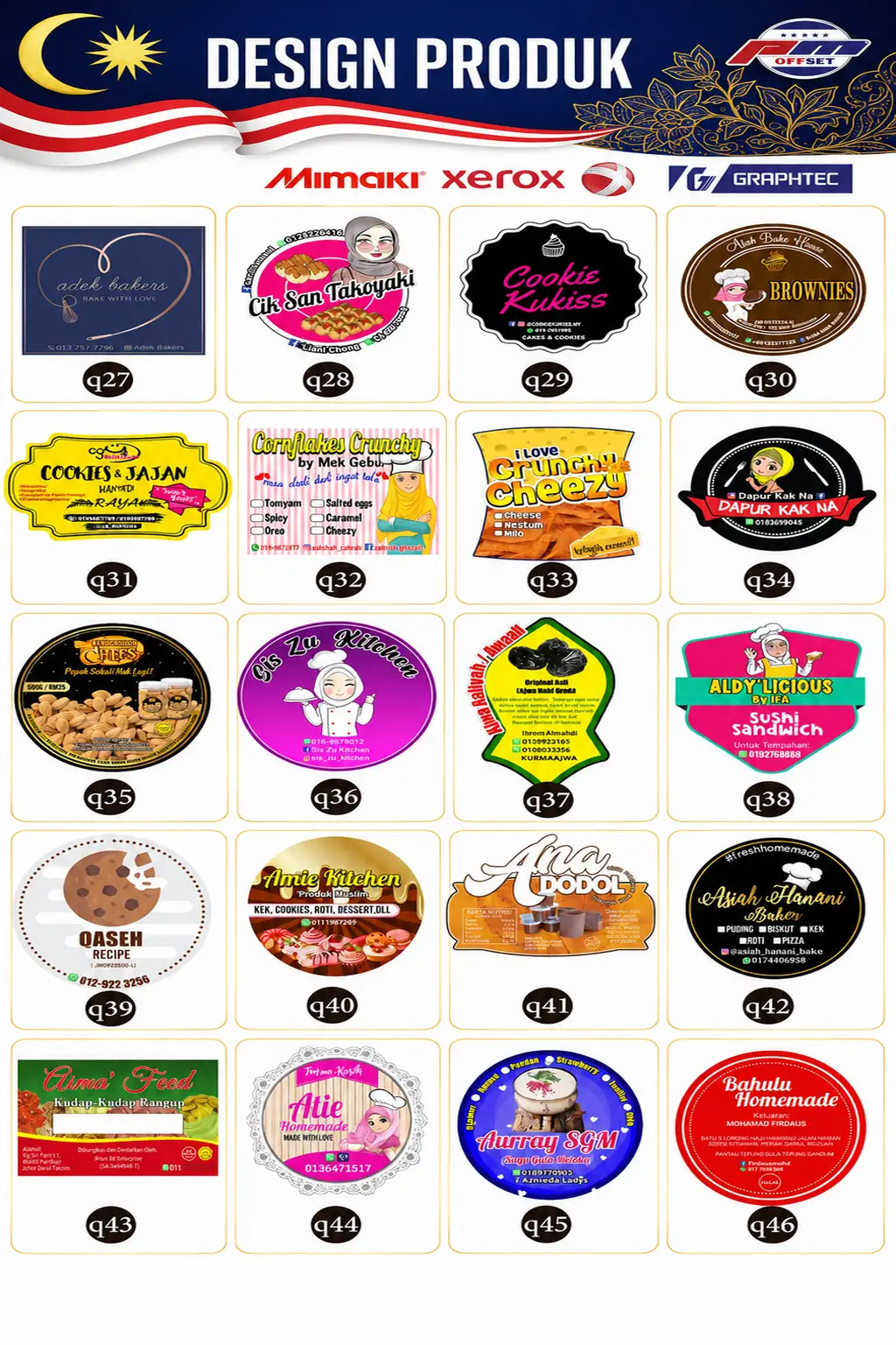 Product Sticker Designs Q27–Q46