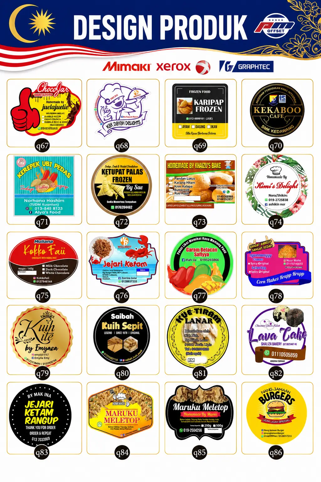 Product Sticker Designs Q67–Q86