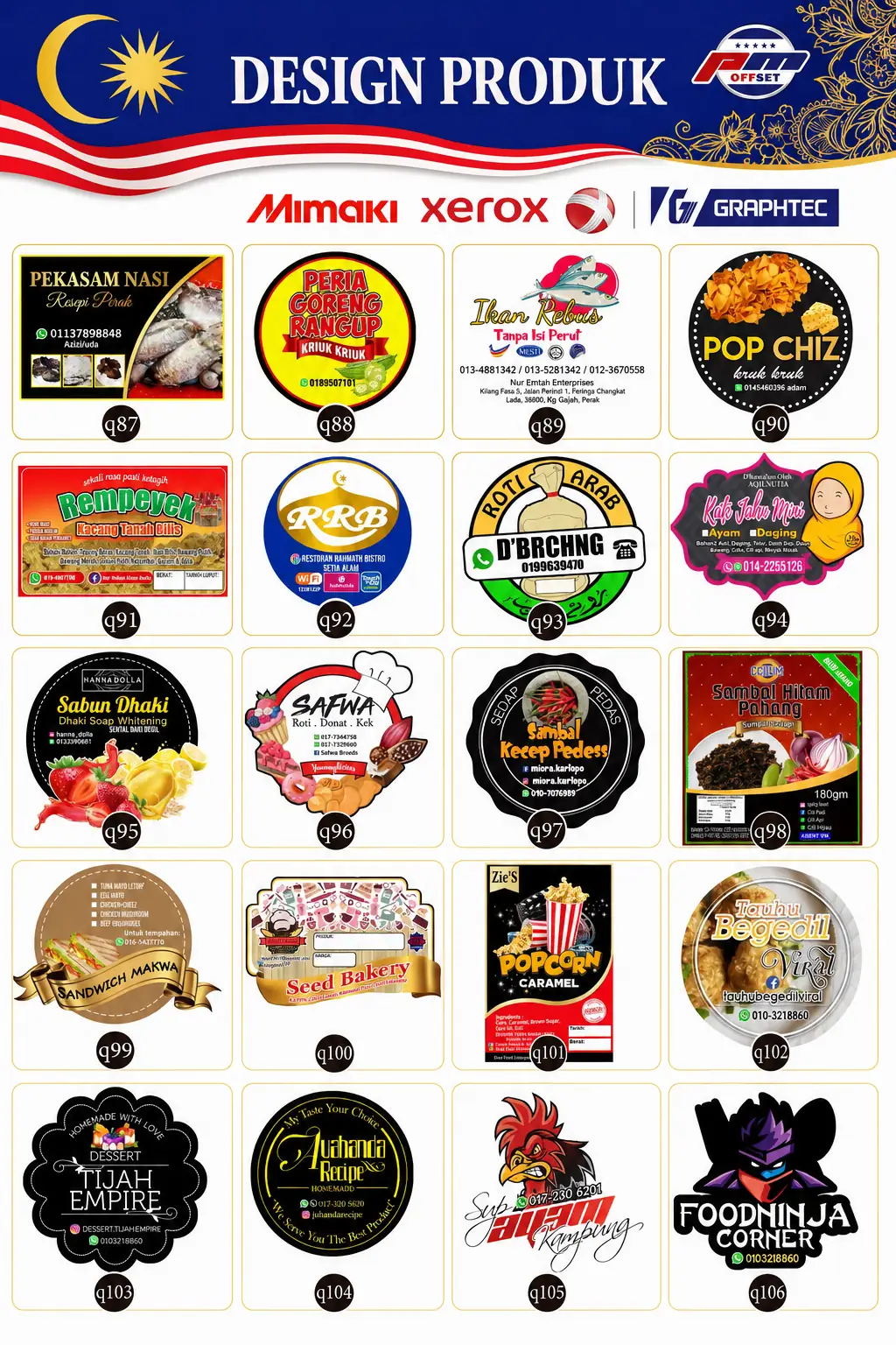 Product Sticker Designs Q87–Q106