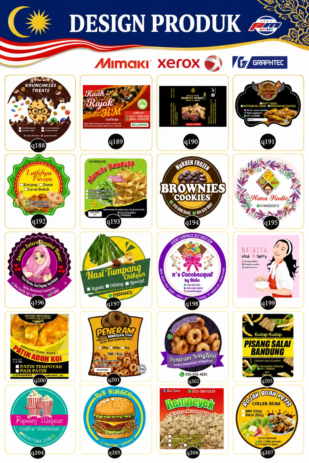 Product Sticker Designs Q188–Q207