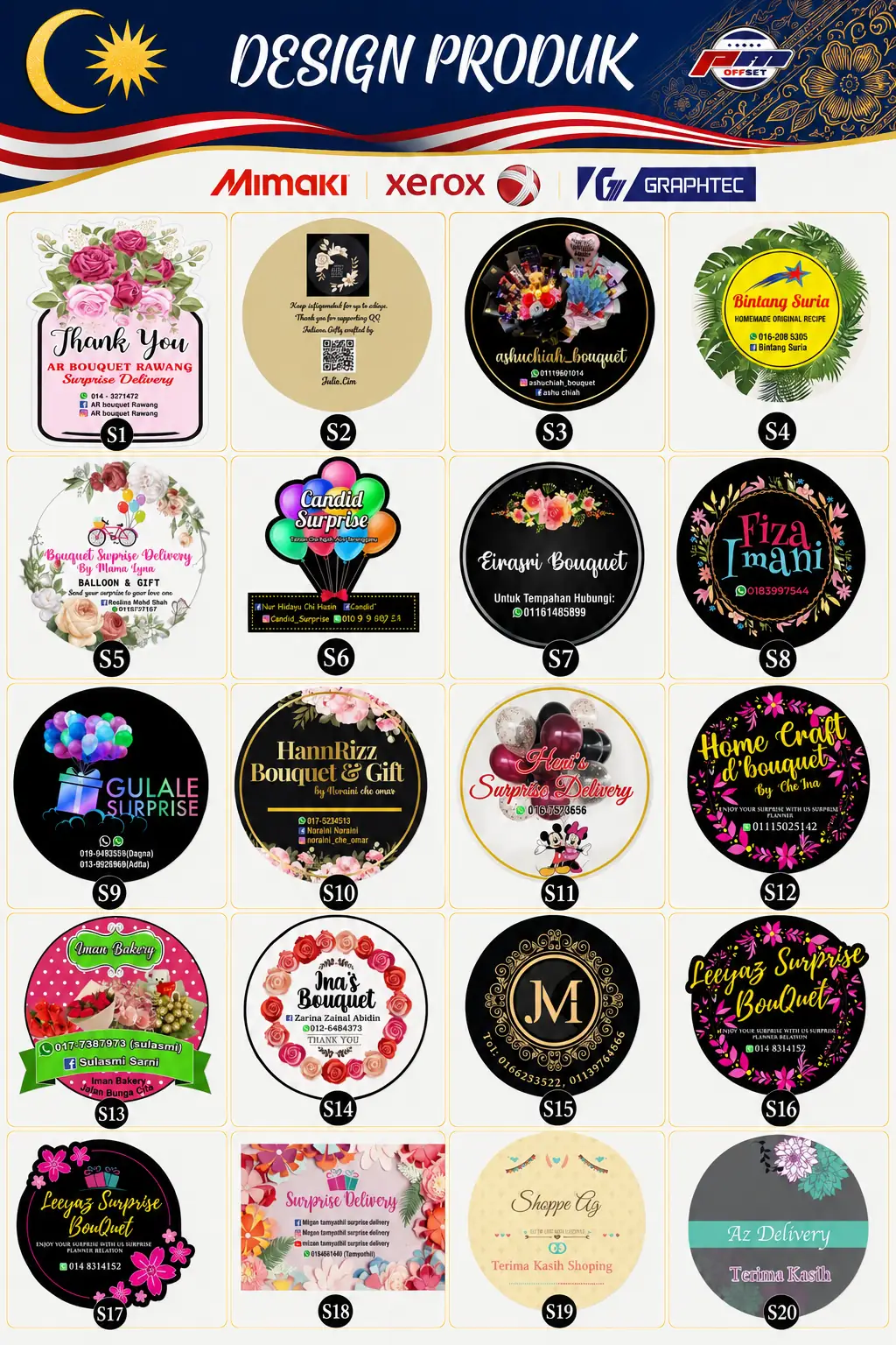 Surprise & Bouquet Sticker Designs S01–S20
