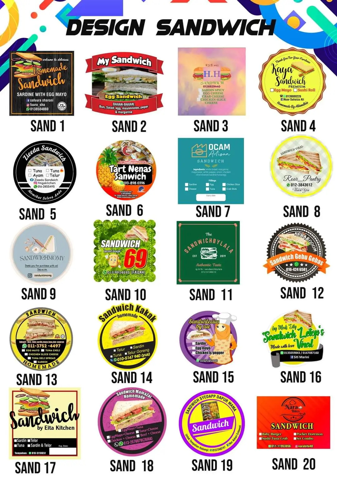 Sandwich Product Sticker Designs