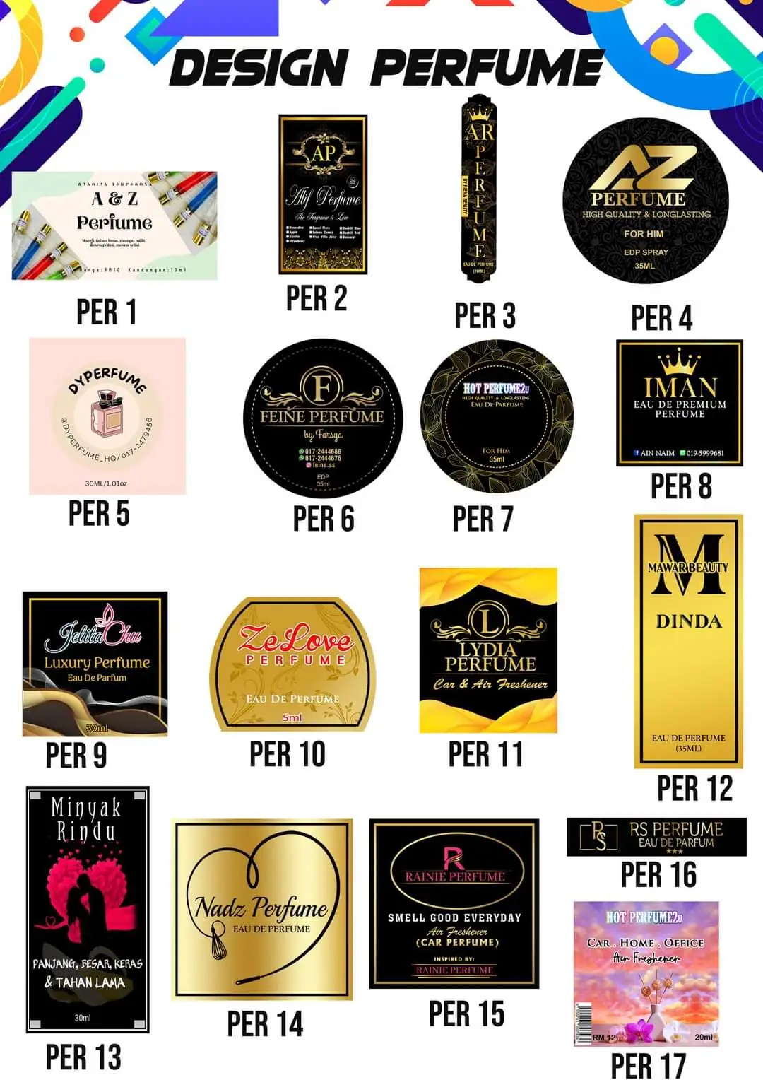 Perfume Product Sticker Designs
