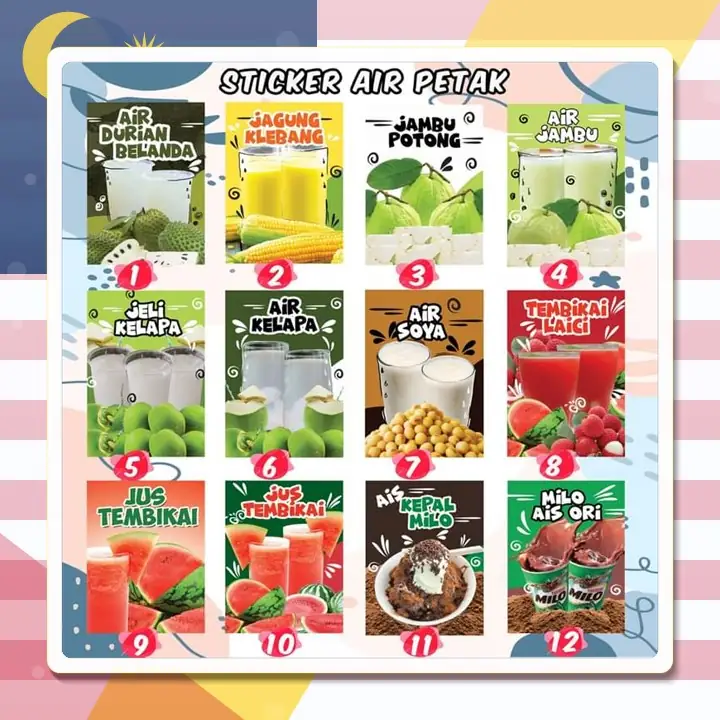 Drink sticker designs Design 1–12