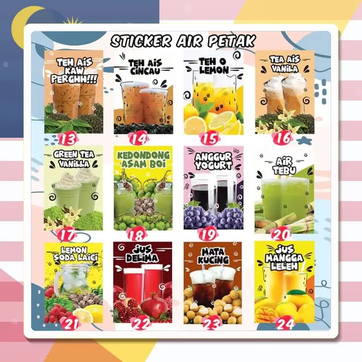 Drink sticker designs Design 13–24