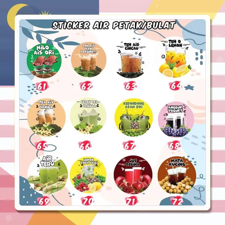 Drink sticker designs Design 61–72