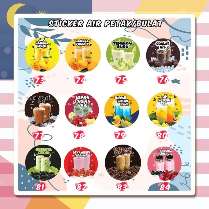 Drink sticker designs Design 73–84